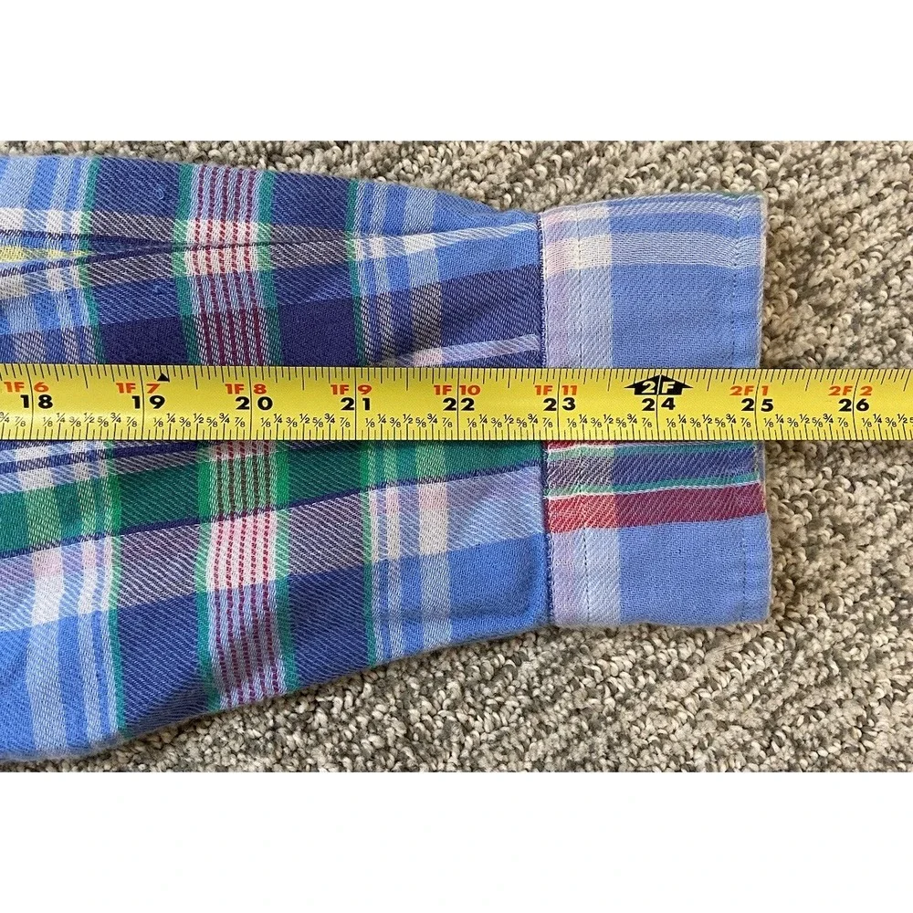 Polo Ralph Lauren Mens Shirt M Plaid Double Layer Lined Long Sleeve Button‎